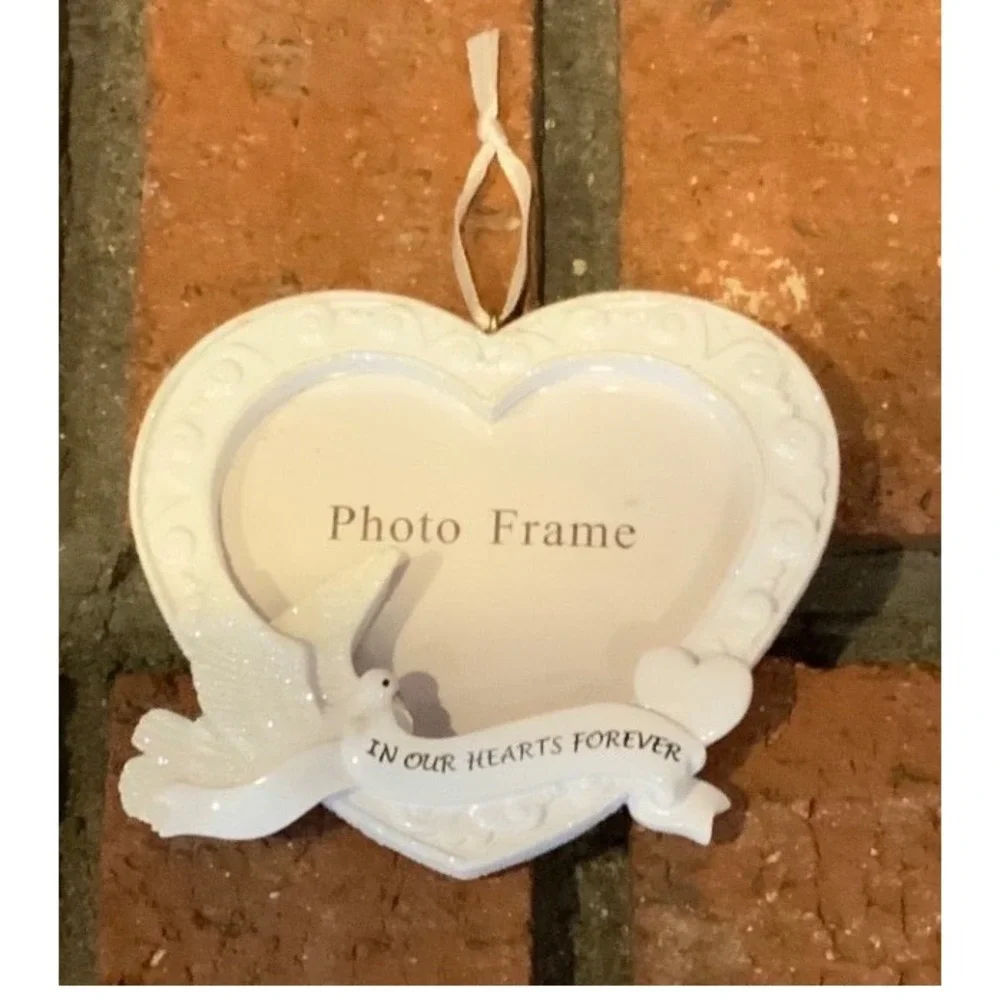 In‎ Our Hearts Forever White Photo Heart Ornament Frame